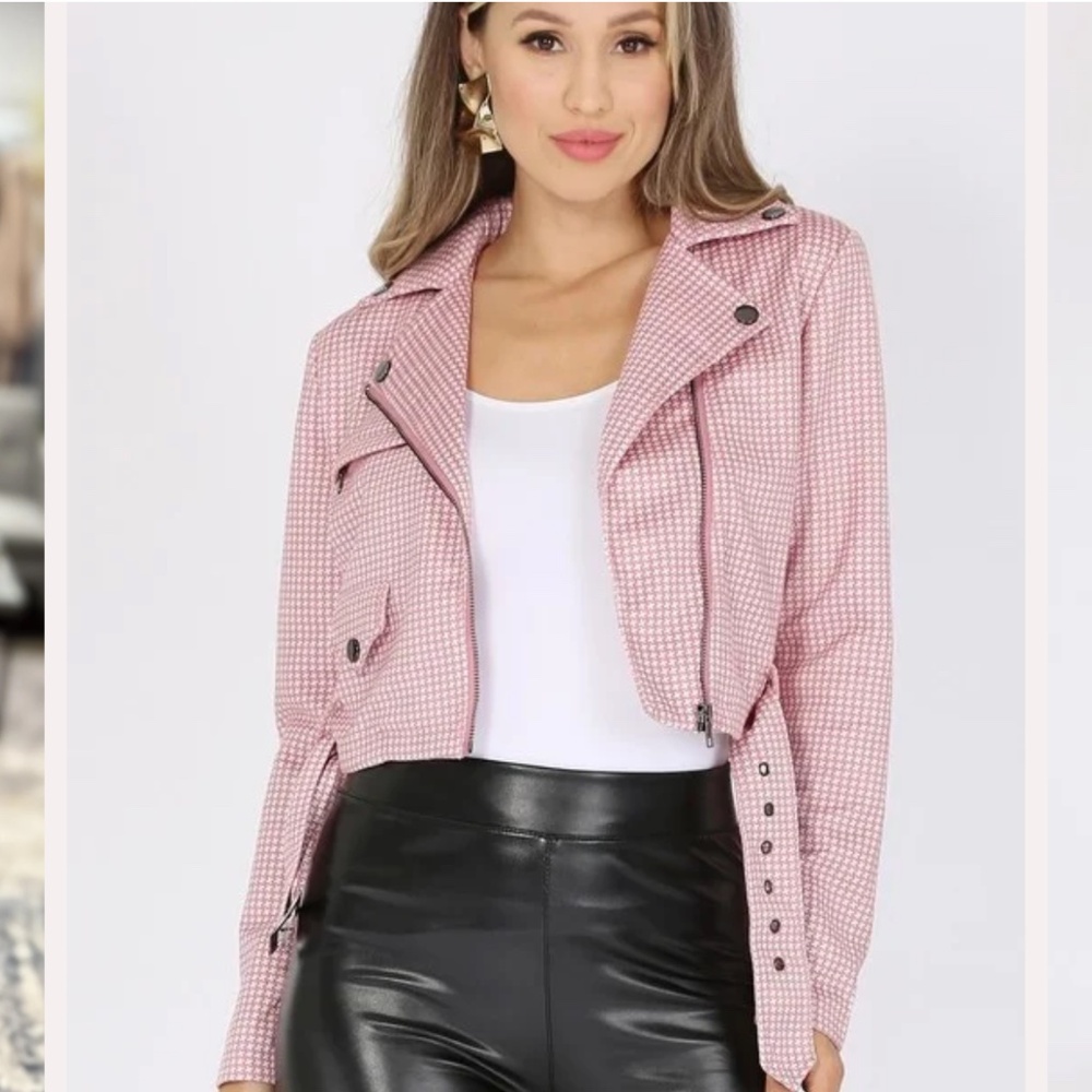 Pink Checkered Women's Blazer